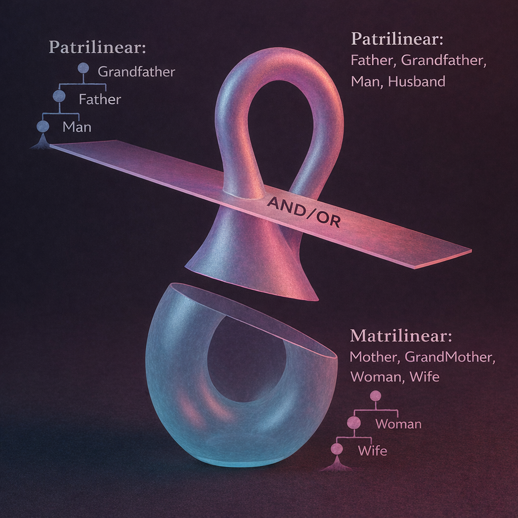 Klein Bottle conected by logical Ports and Familial lineage
